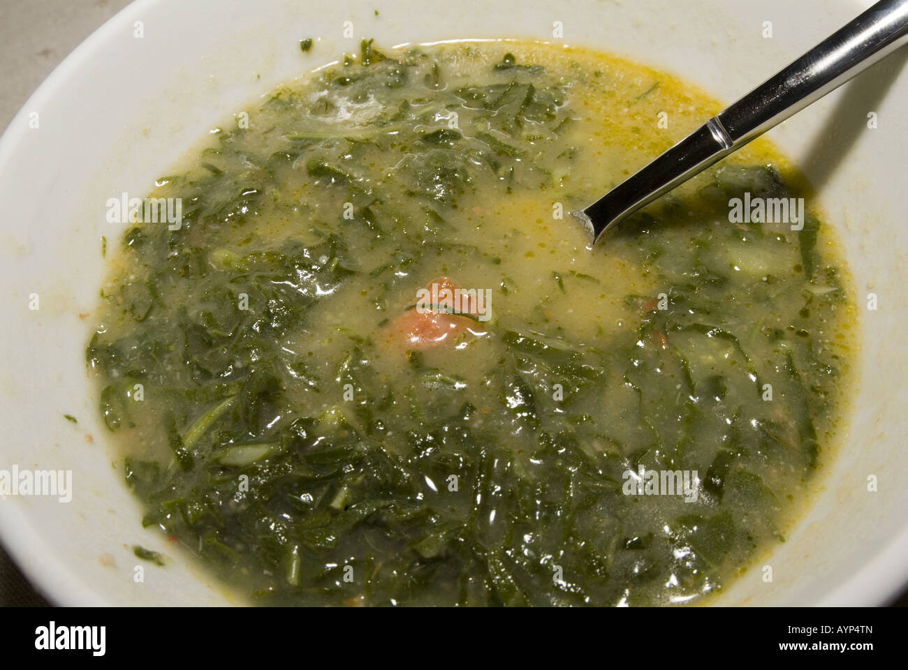 Traditional portuguese soup, called Caldo Verde Stock Photo