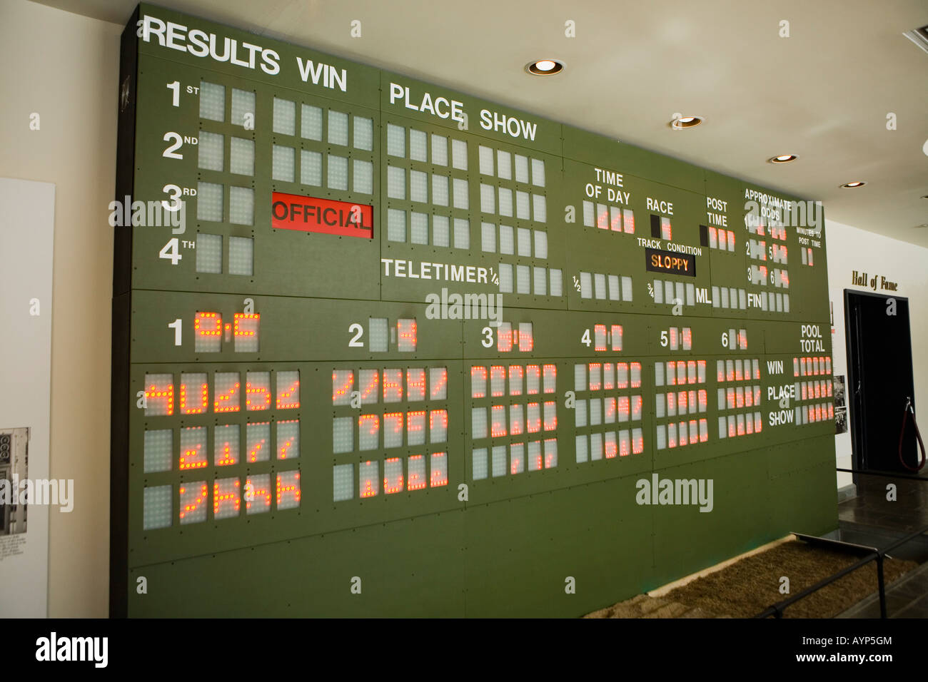 Tote board Saratoga Museum of Racing and Hall of Fame Saratoga Springs