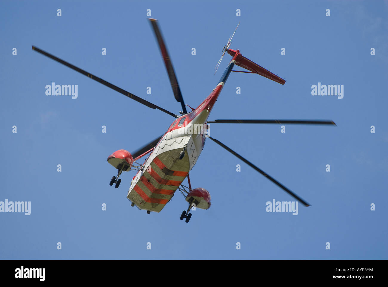 oil platform personnel helicopter Stock Photo
