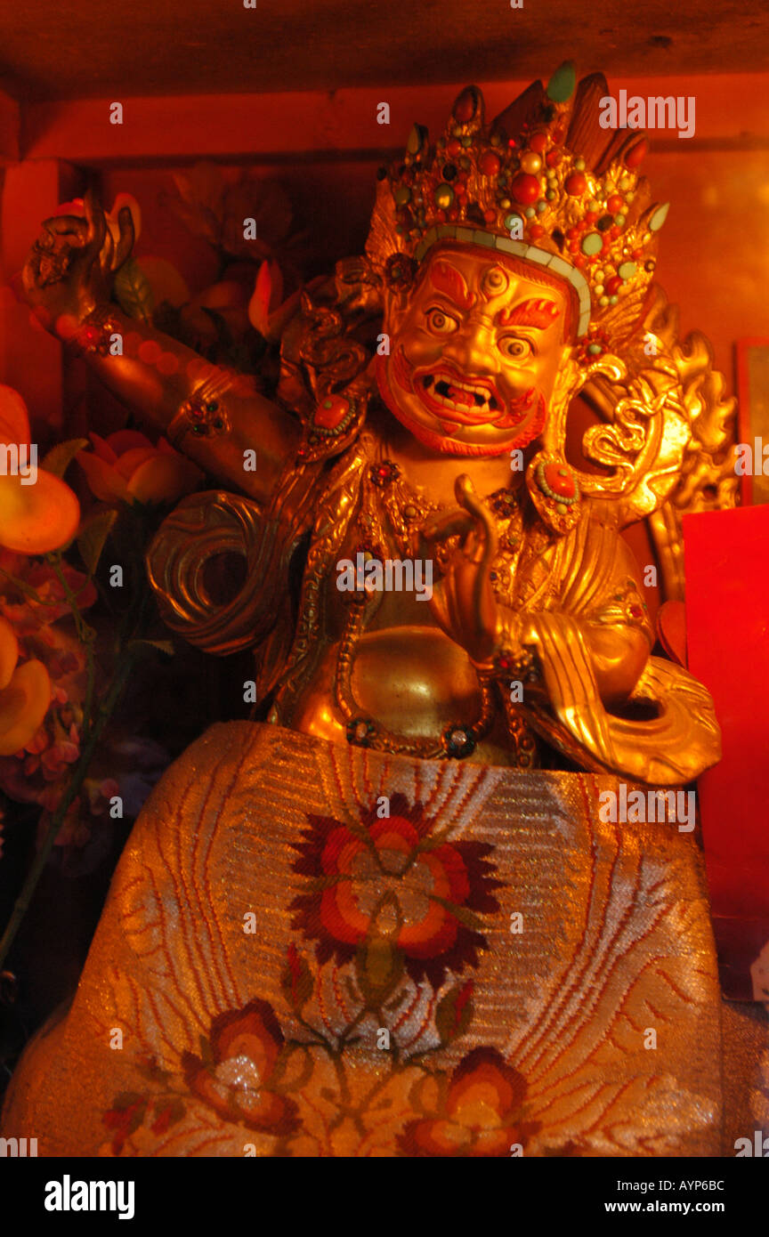 Statue of Buddhist wrathful deity Vajrapani Dorjee or Thunderbolt Holder Dharamsala India Stock Photo