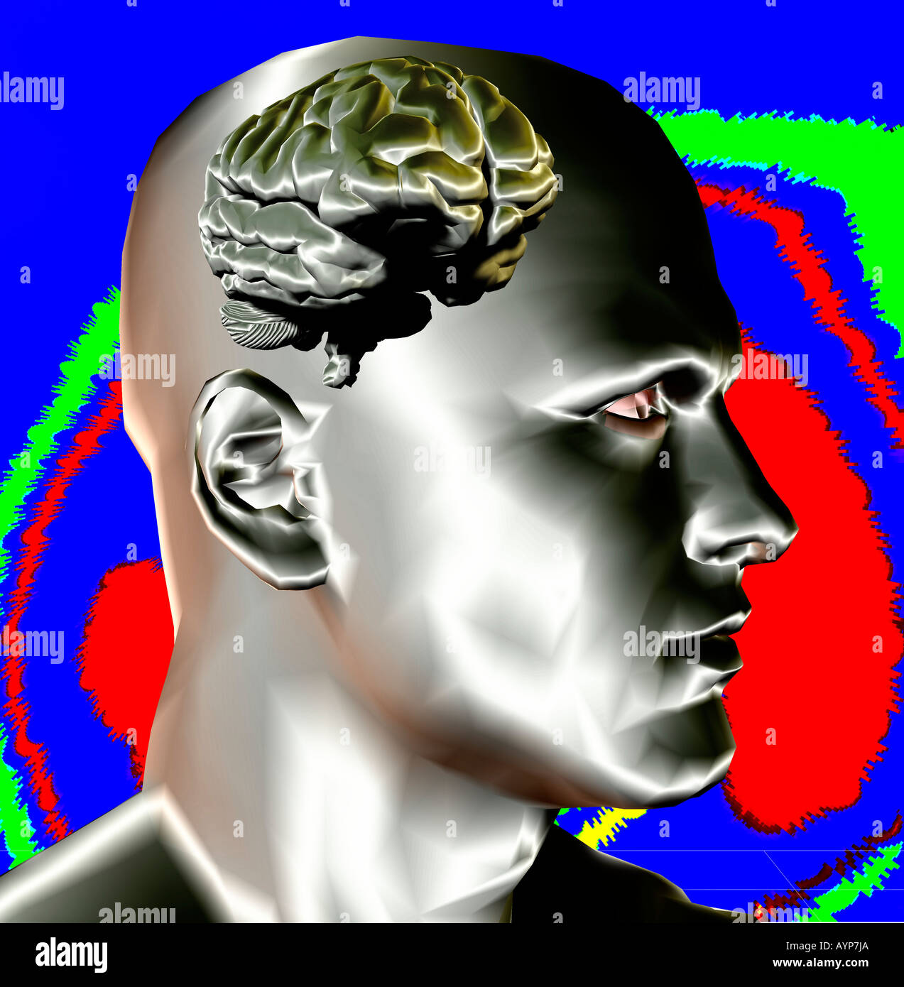 computer generated bionic male robot head Stock Photo - Alamy