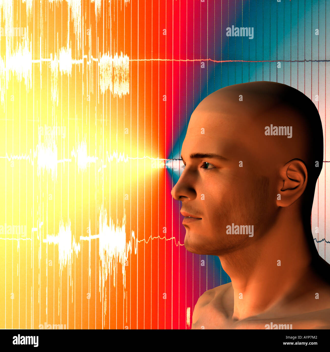 computer generated bionic male robot head Stock Photo - Alamy