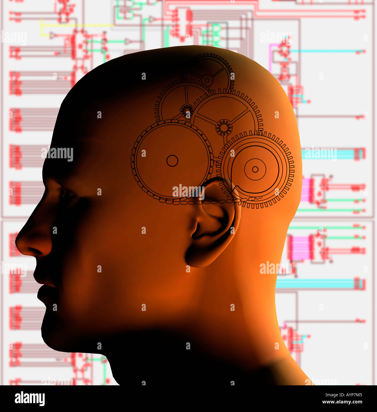 computer generated bionic male robot head Stock Photo - Alamy