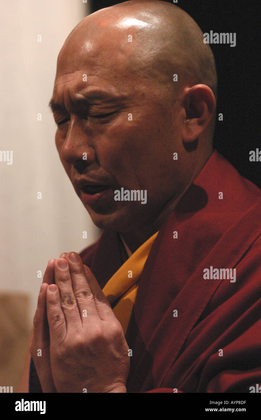 Tibetan buddhist Lama duing Losar prayer Stock Photo Alamy