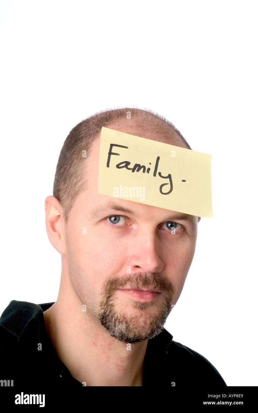 family man minded strong thinking about important Stock Photo
