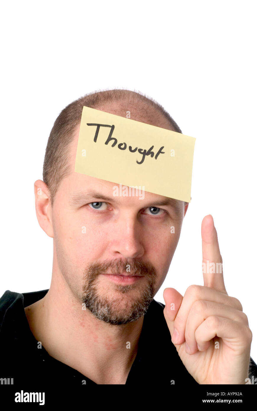 man with post it note on head man with post it note on head idea