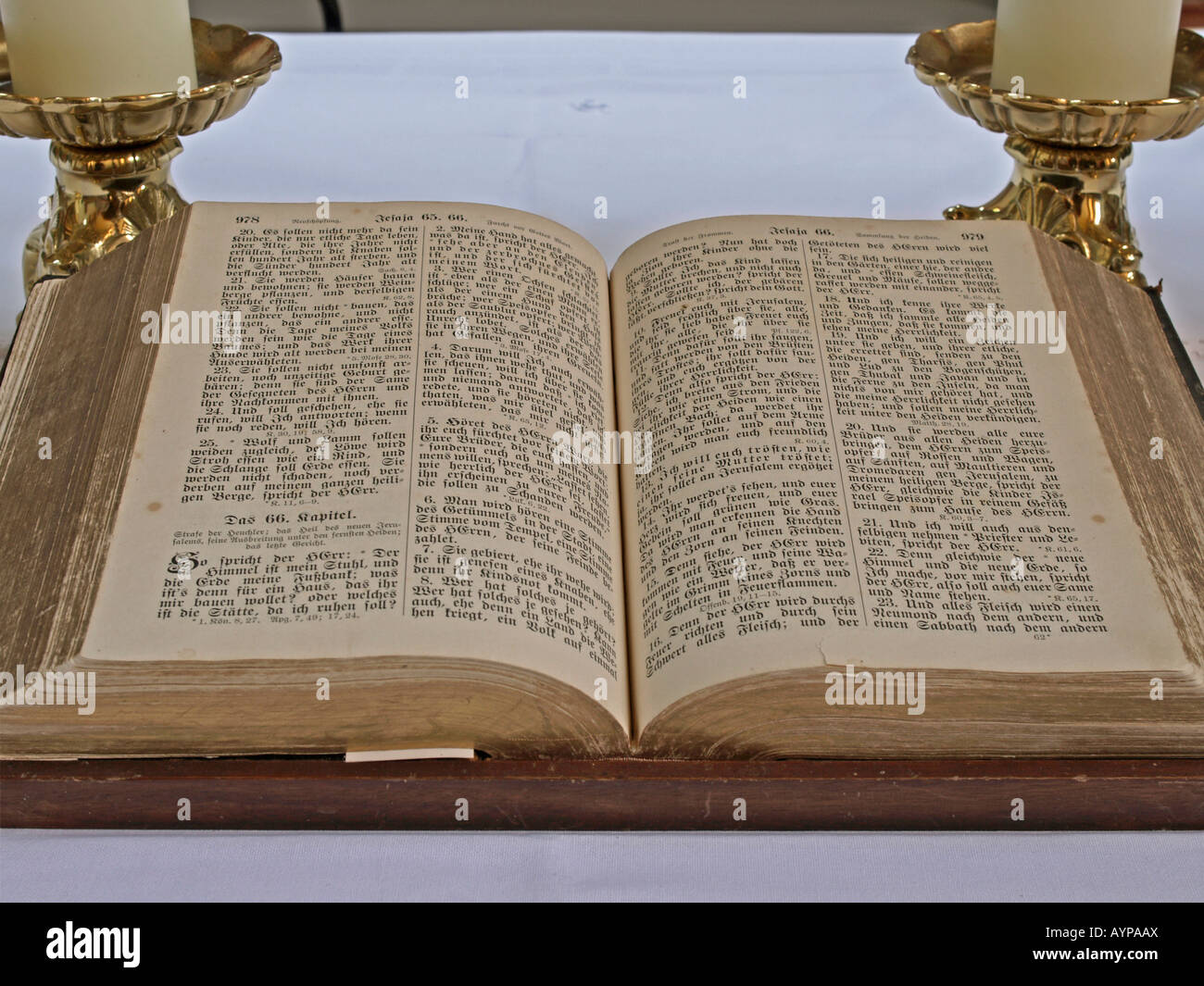 Book Bible Open Isaiah Chapter 66 On An Altar In A Church In Ortenberg In Hesse Germany Stock Photo Alamy