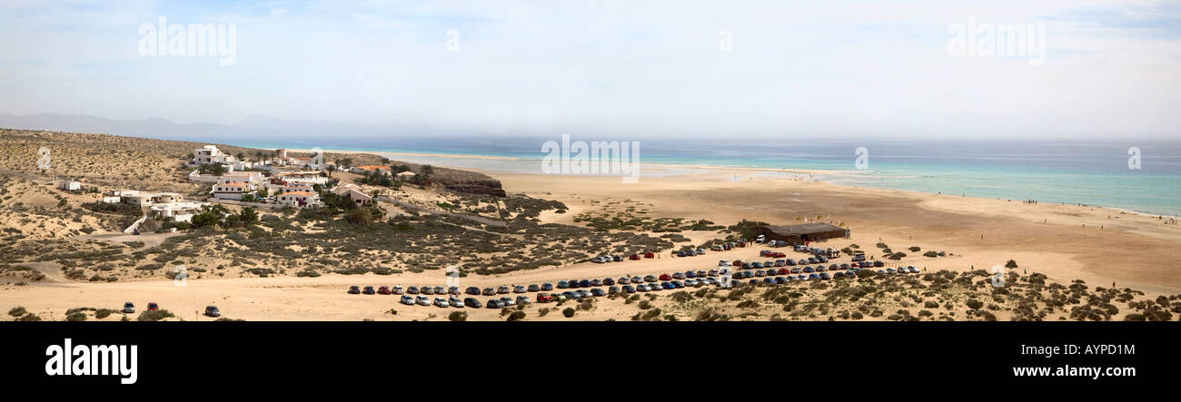 Panoramic of beach Playa Sotavento de Jandia, Fuerteventura, Canaries, Spain Stock Photo