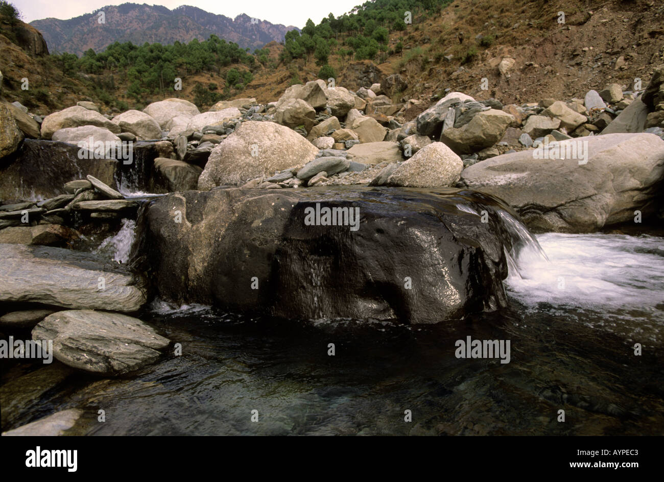 Large river rocks clouds river trees scenery hi-res stock photography ...