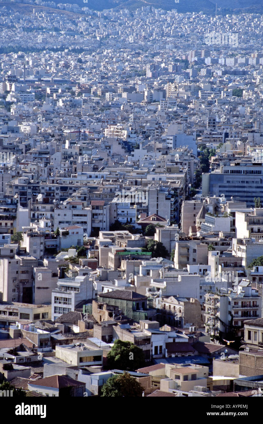 Athens Greece seen from Acropolis Stock Photo