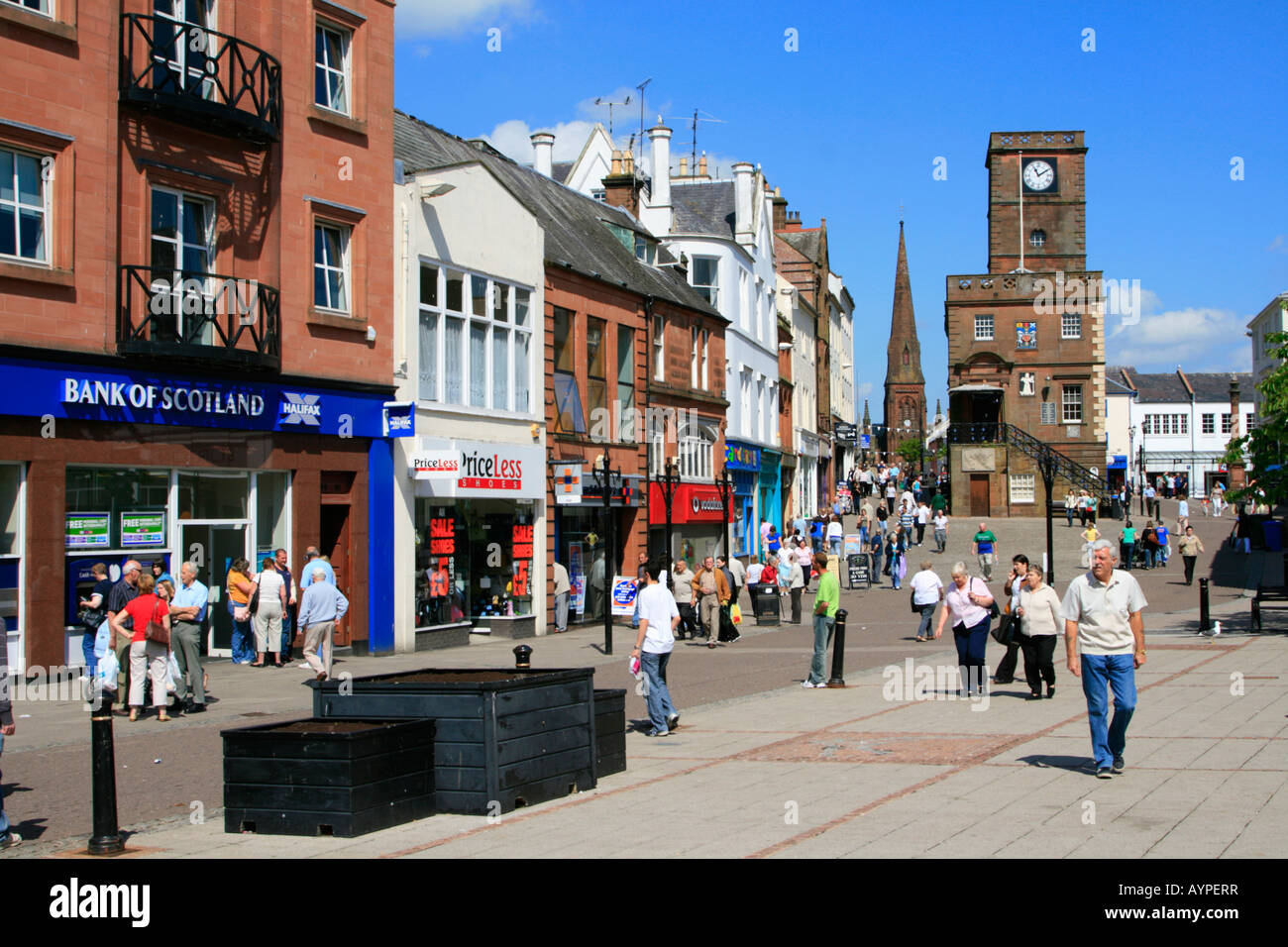 Dumfries Galloway Scotland high street town centre Stock Photo Alamy