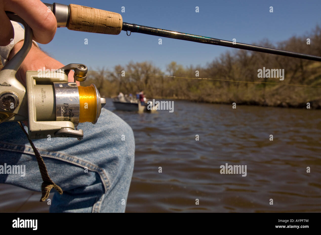 WALLEYE FISHING BIG STONE LAKE MINNESOTA SOUTH DAKOTA BORDER Stock