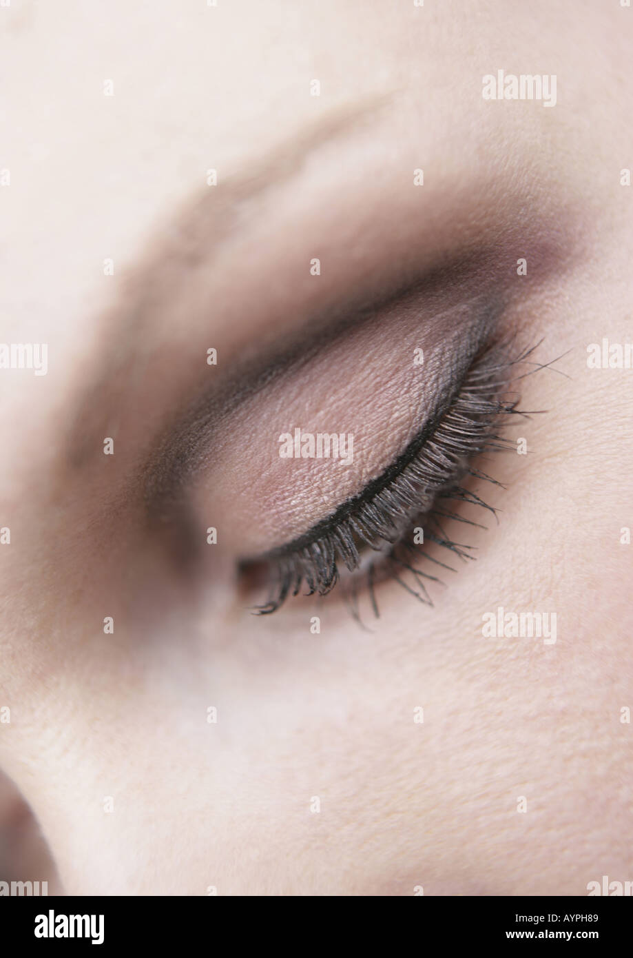 Close up of a closed eye of a woman Stock Photo