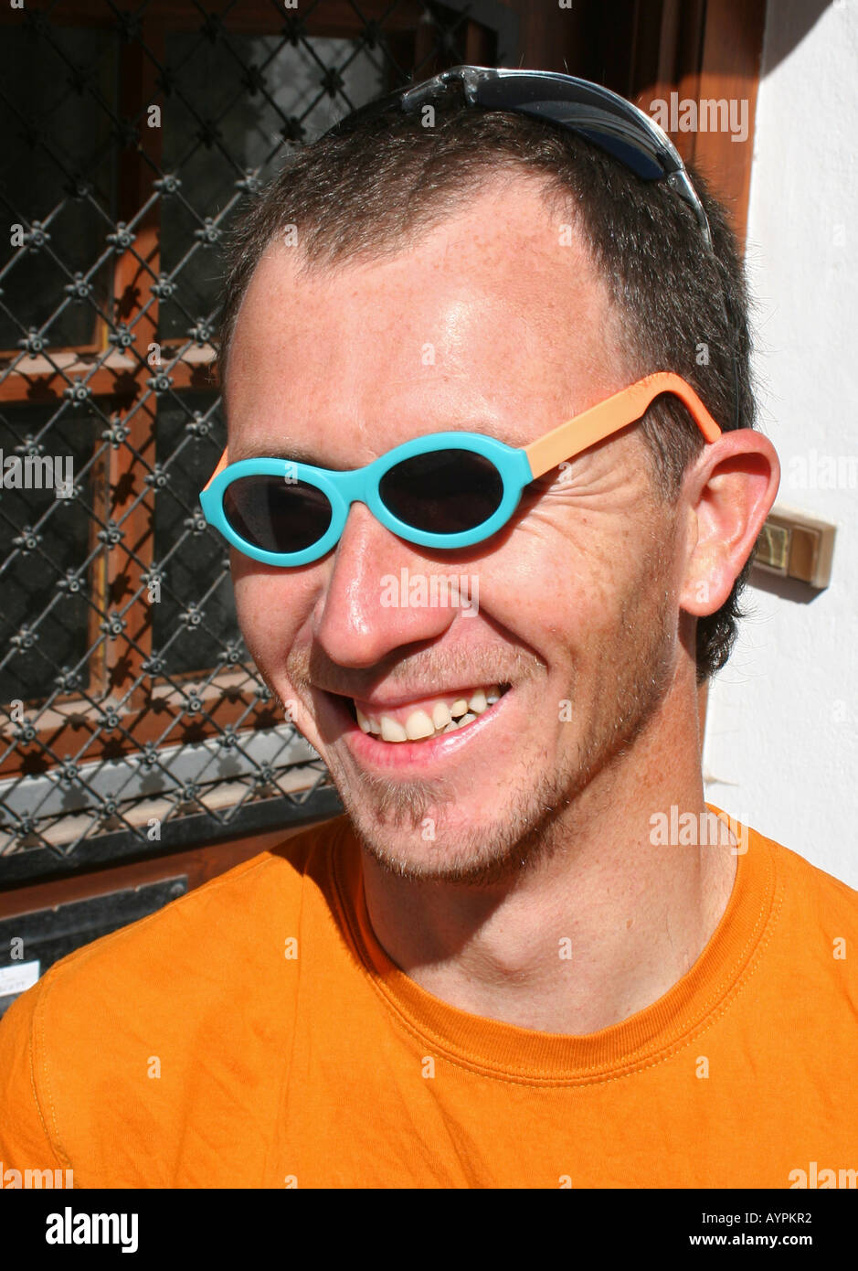 man with funny kid glasses Stock Photo - Alamy
