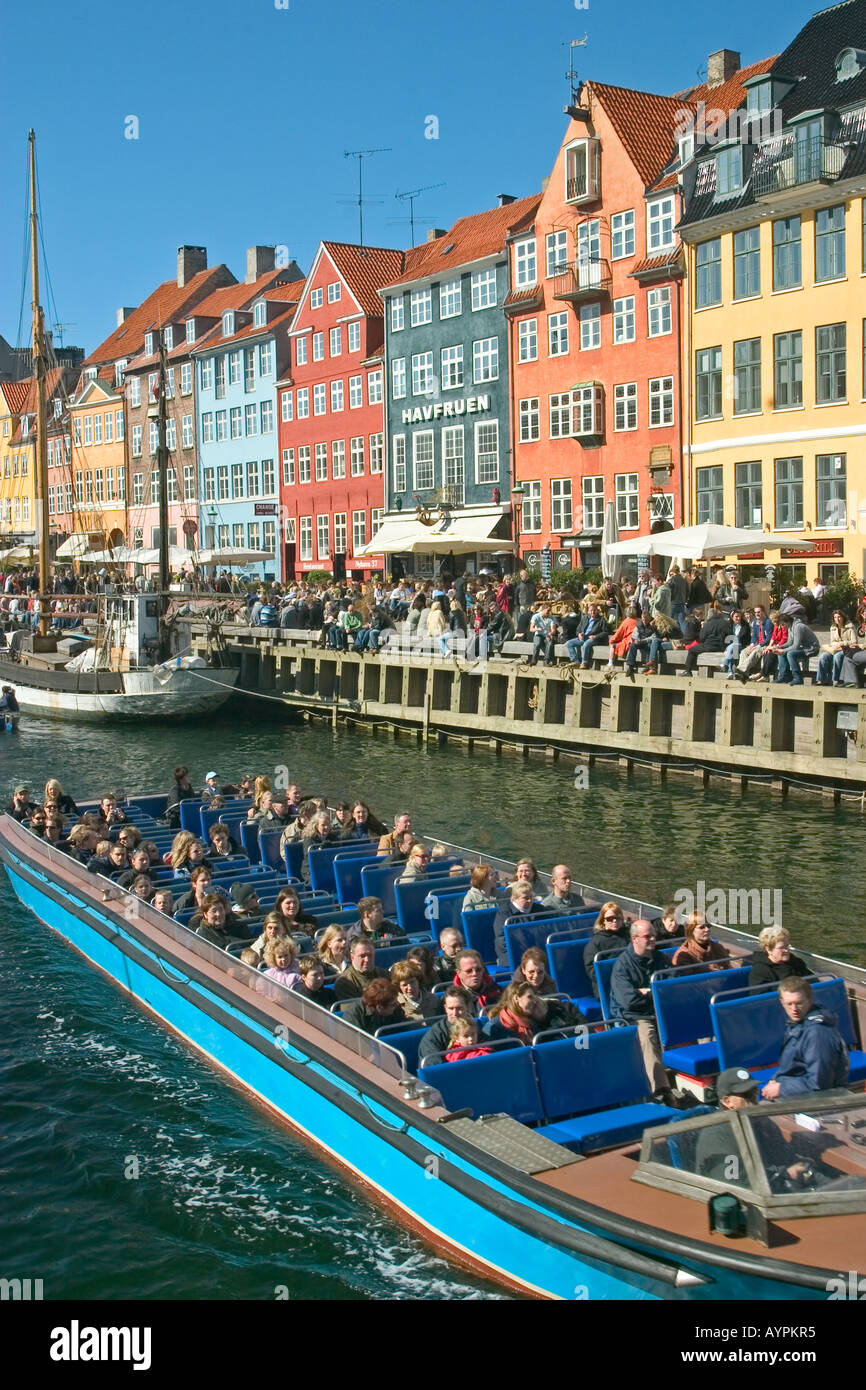 Nyhavn New Harbour once the Red Light District now a famous tourist  attration with many cafés Copenhagen Denmark Stock Photo - Alamy