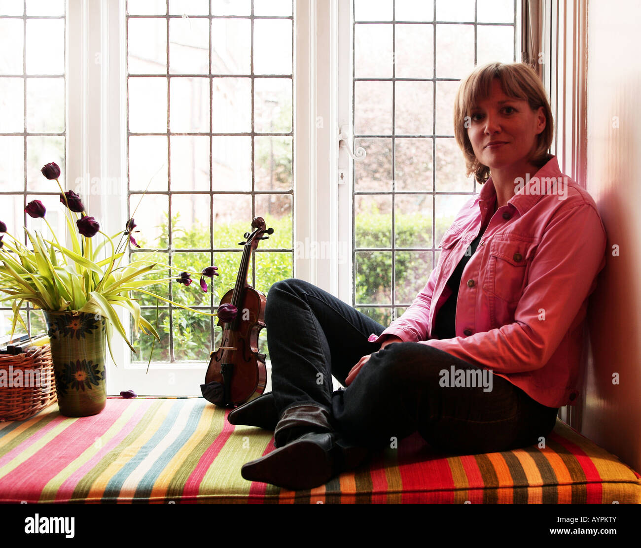 Novelist and Times columnist Kate Muir at home in London Stock Photo