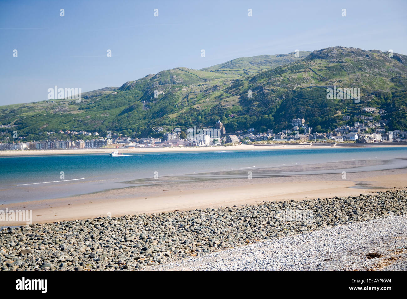 Barmouth and harbour from Fairbourne beach, North Wales Stock Photo Alamy