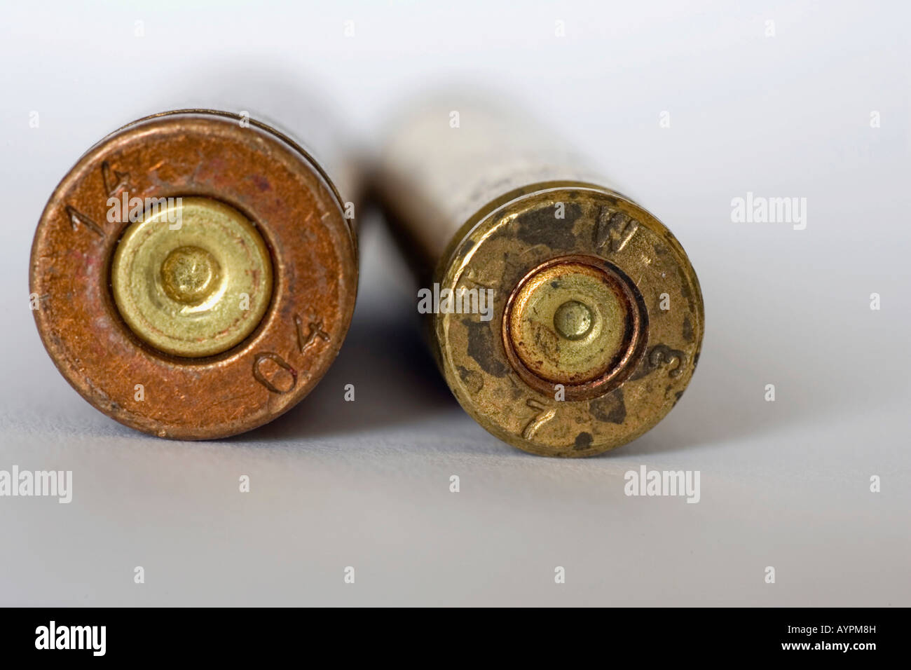 AK-47 and M-16 bullet casings Stock Photo