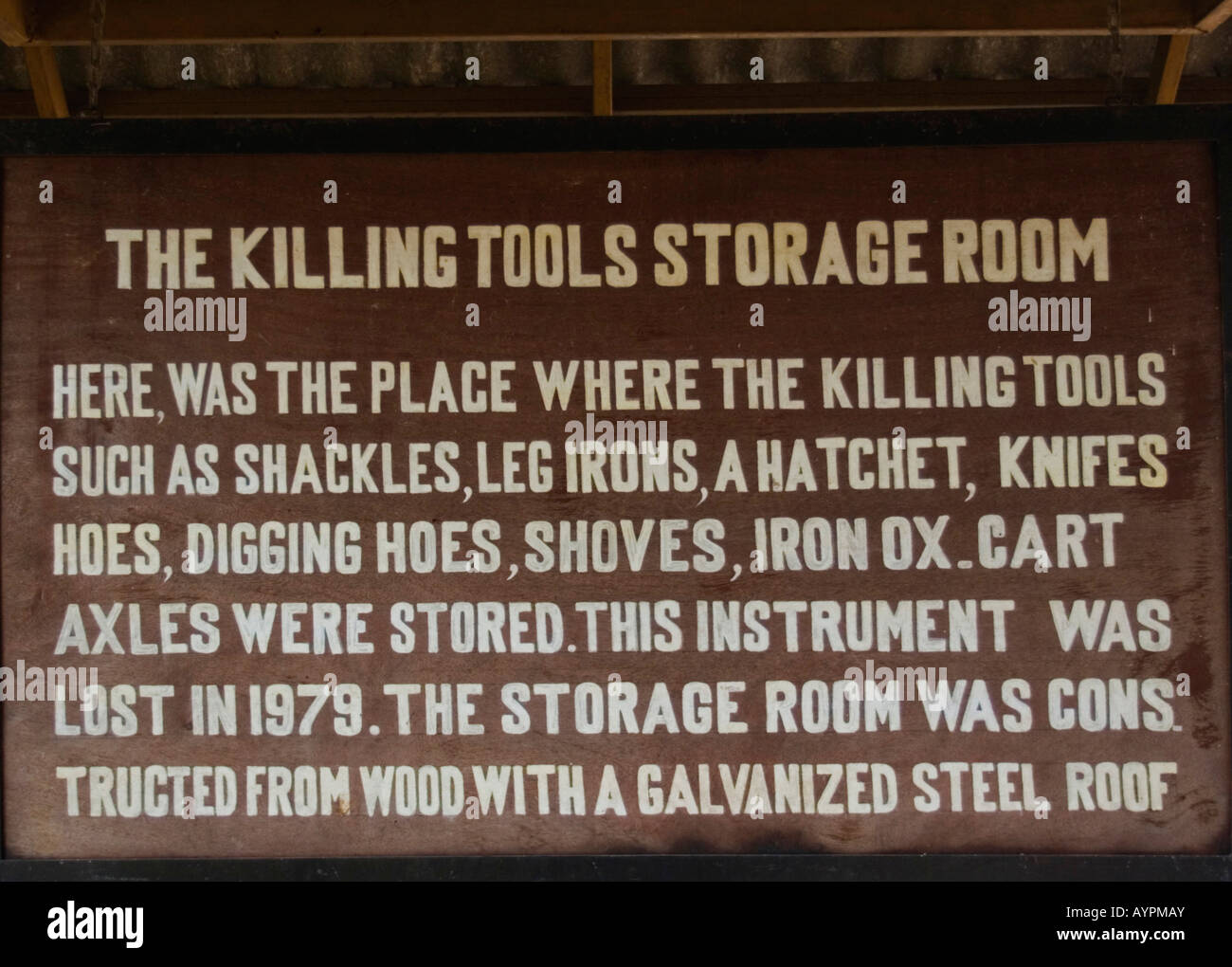 Plaque describing atrocities committed by the Khmer Rouge during the Killing Fields era, Phnom Penh, Cambodia, Asia Stock Photo