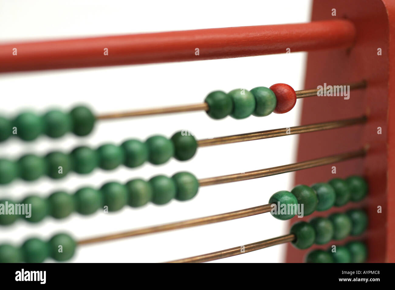 Counter balls give a count by sliding on the rods of abacus Stock Photo
