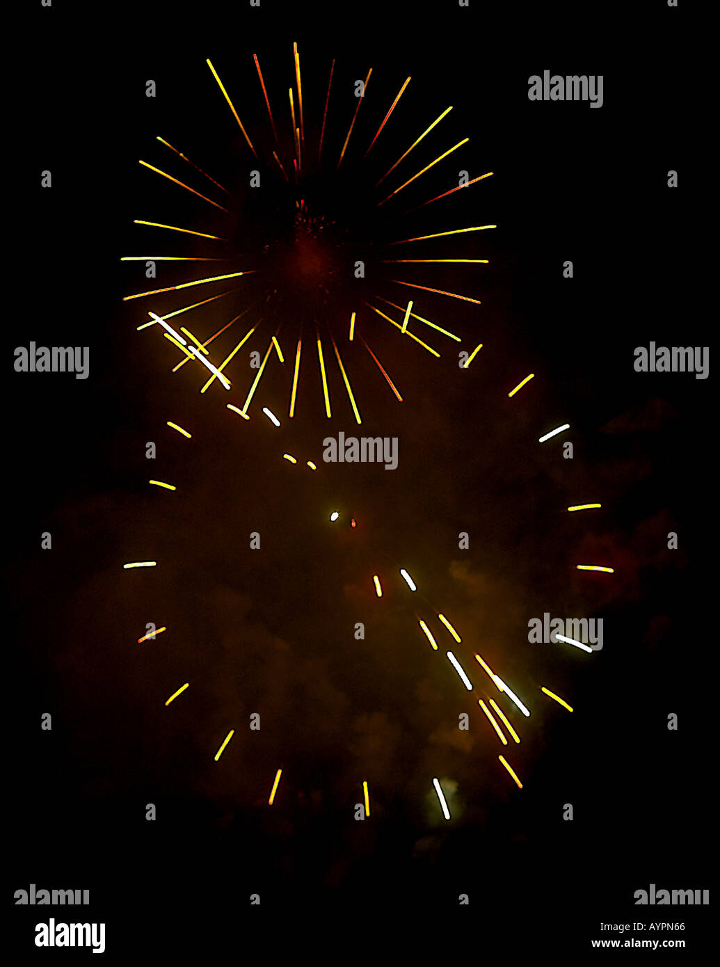 Fire crackers bursting in the sky at night Stock Photo Alamy