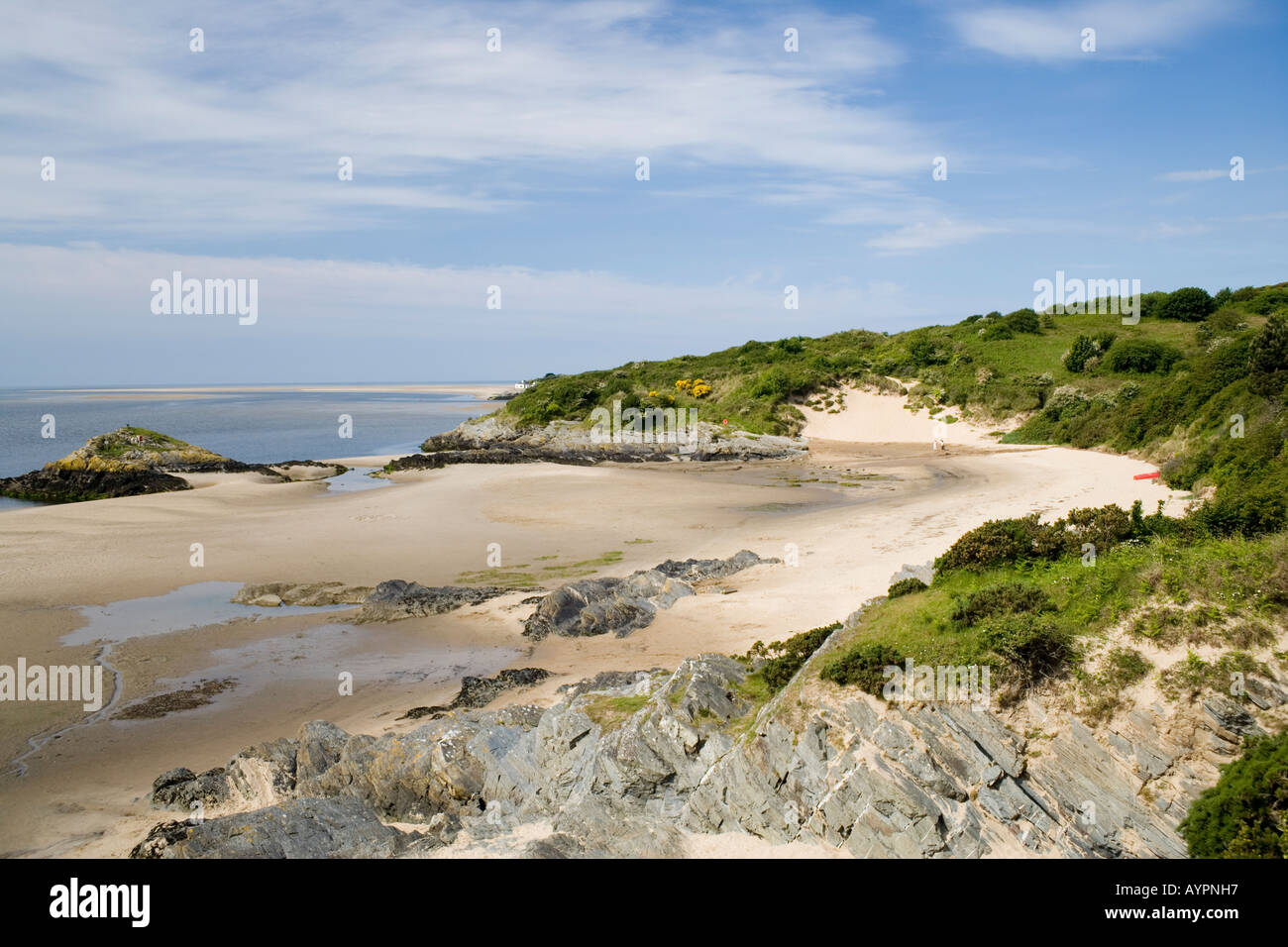 Beach near Borth y Gest and Porthmadog golf club, North Wales Stock