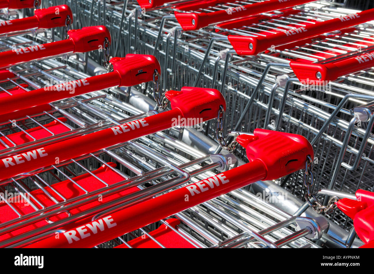REWE shopping carts (shopping trolleys) Stock Photo