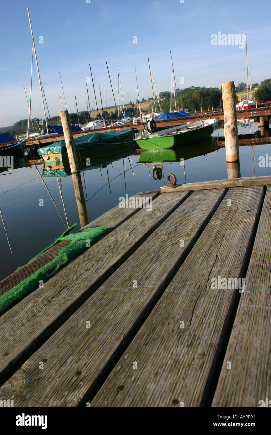High angle view of a wooden pier Stock Photo