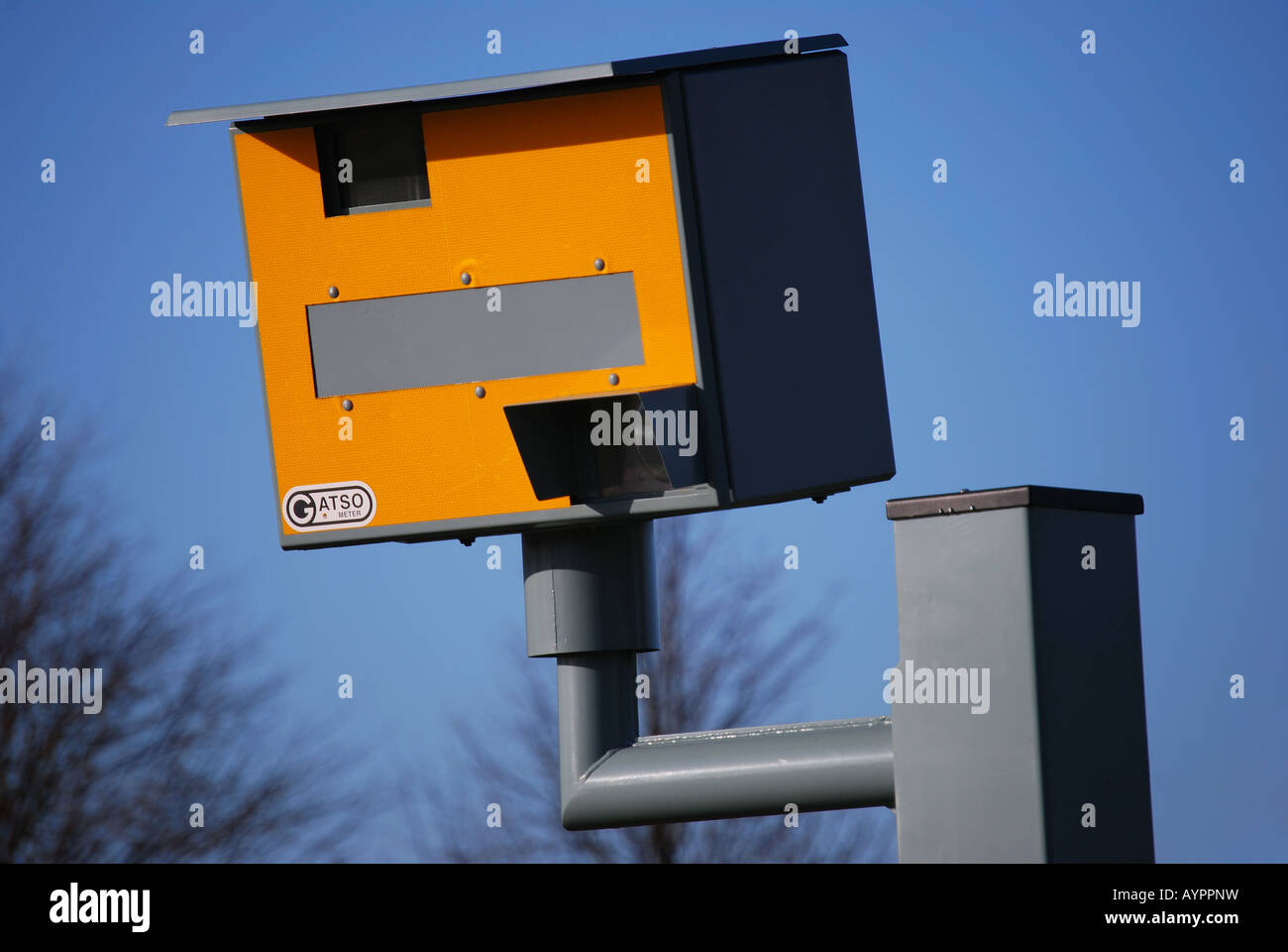 Speed camera at 30 mph zone on entrance to town, Newmarket, Suffolk, England, United Kingdom Stock Photo