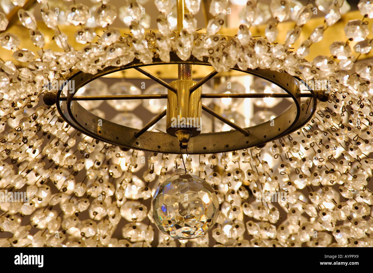 Detail of Crystal Chandelier in Hotel Charleston South Carolina Stock