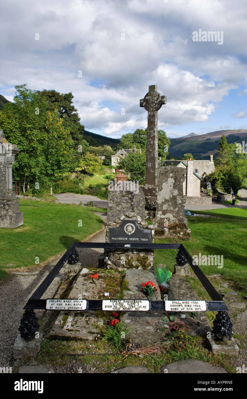 Grave of Rob Roy Macgregor his Wife Helen Mary and Sons Coll and Robert Balquidder Scotland Stock Photo