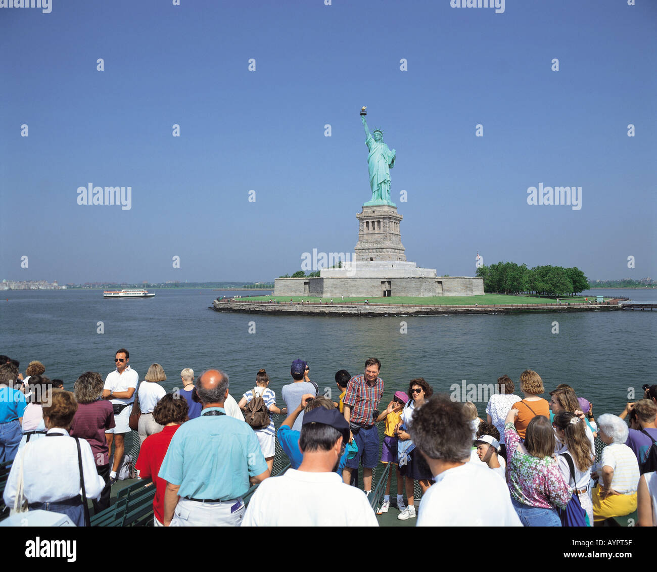 Statue of Liberty with Tourists Stock Photo Alamy