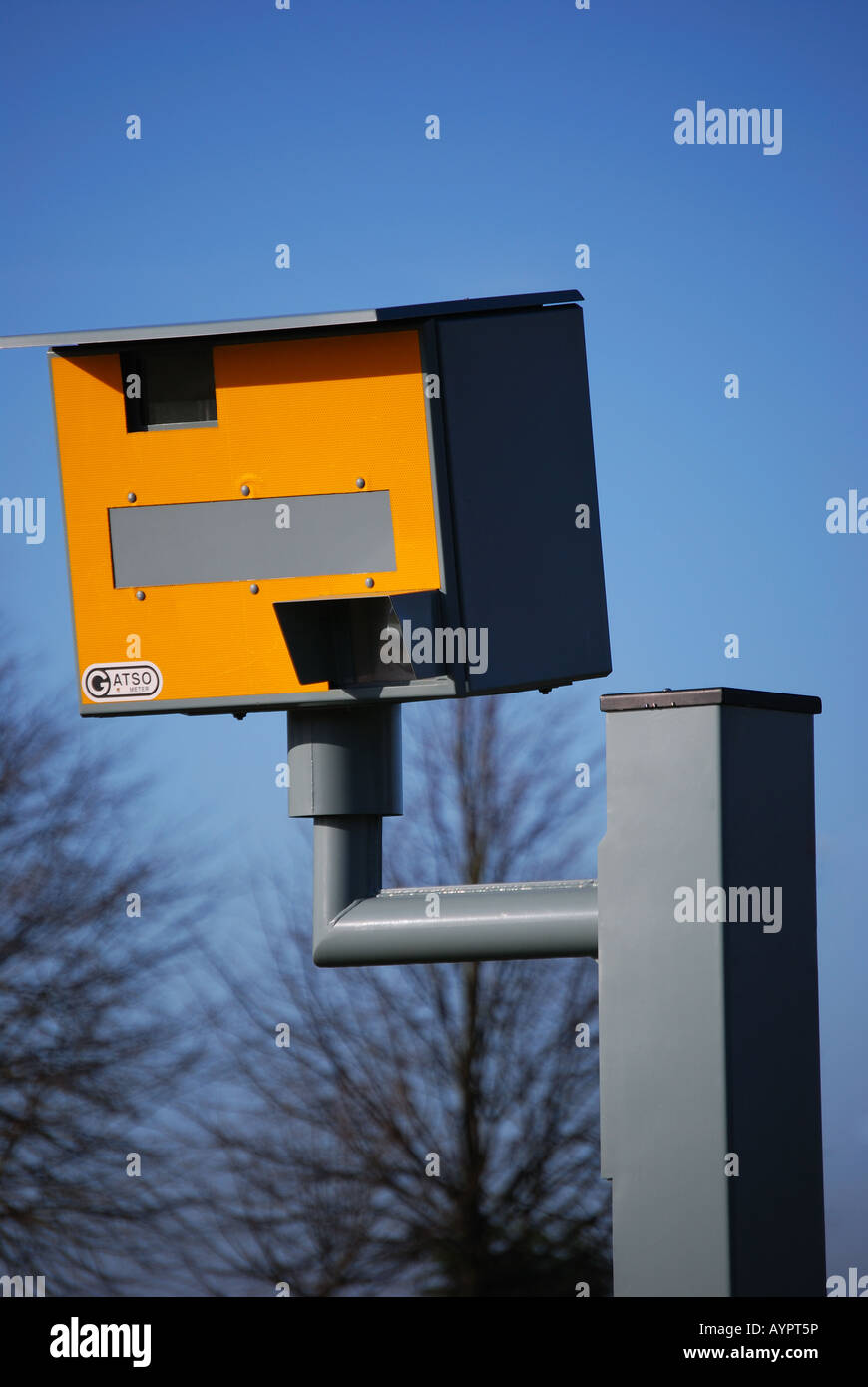Speed camera at 30 mph zone on entrance to town, Newmarket, Suffolk, England, United Kingdom Stock Photo