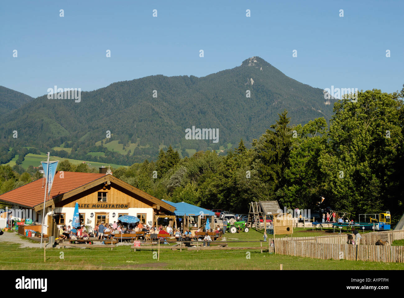 Old mule ranch and mountain inn, Lenggries, Brauneck, Upper Bavaria, Germany Stock Photo