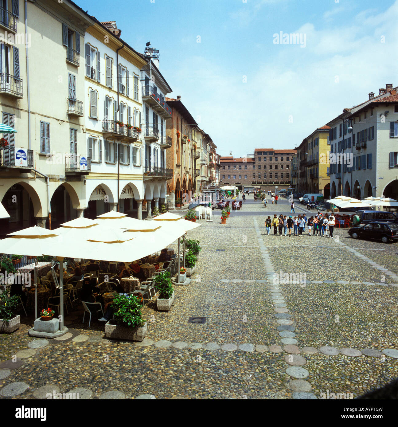 Piazza della Vittoria, Pavia, Lombardy, Italy Stock Photo