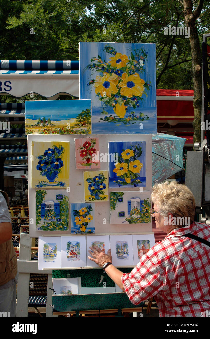 Art sold on the street, Sacré-Coeur, Paris, France Stock Photo