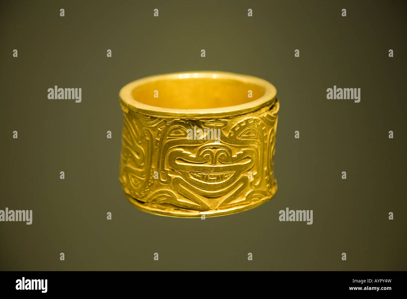 A gold bracelet from Tierradentro colombia,  with schematized frog motif Stock Photo