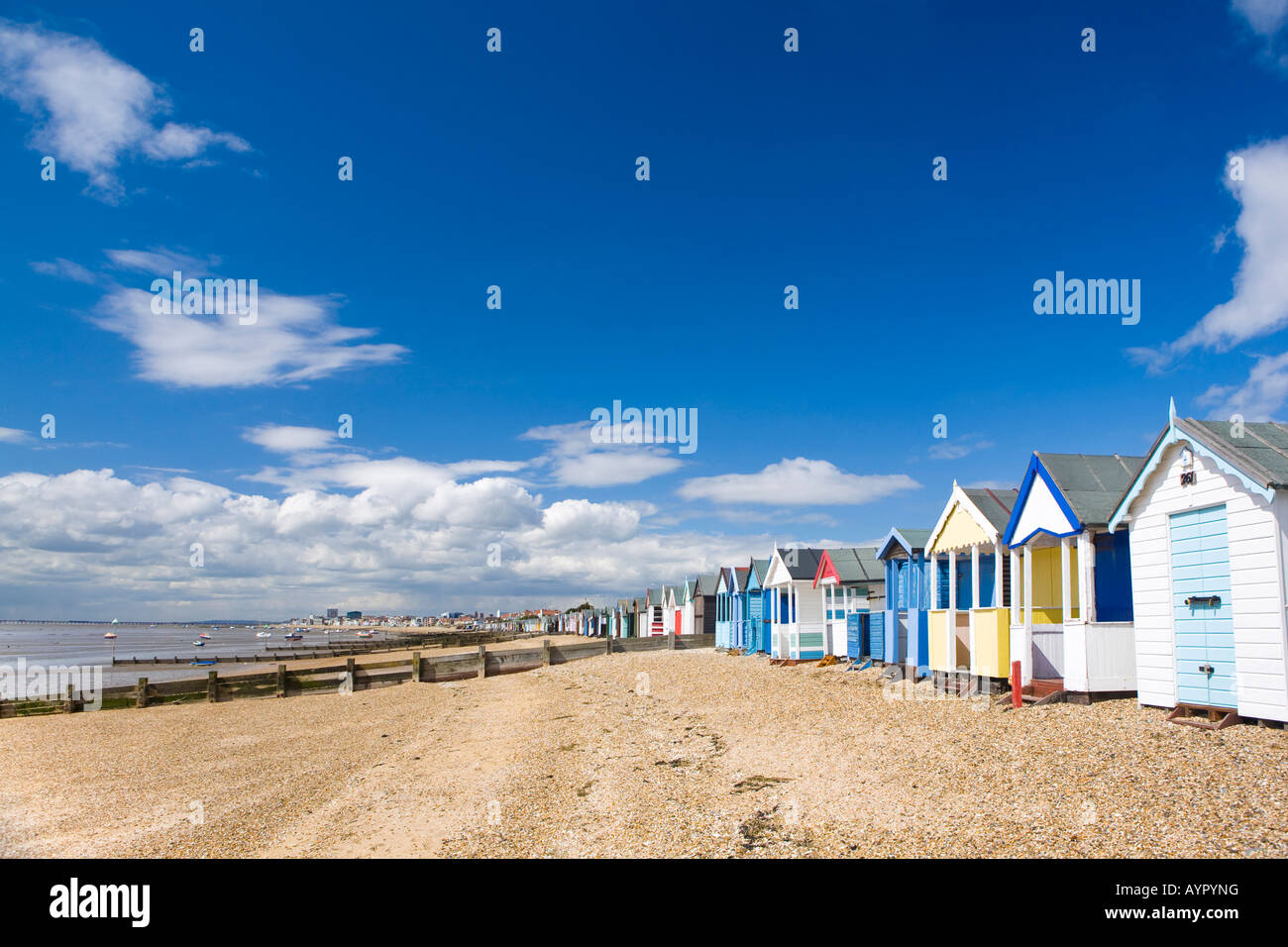 Beach Huts at Southend-on-Sea, Essex, UK Stock Photo