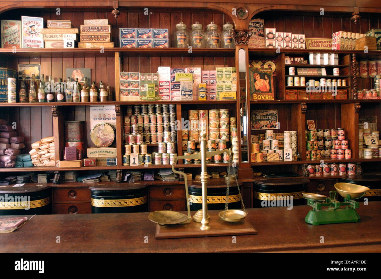 Interior of heritage Gwalia Supply shop in Museum of Welsh Life St