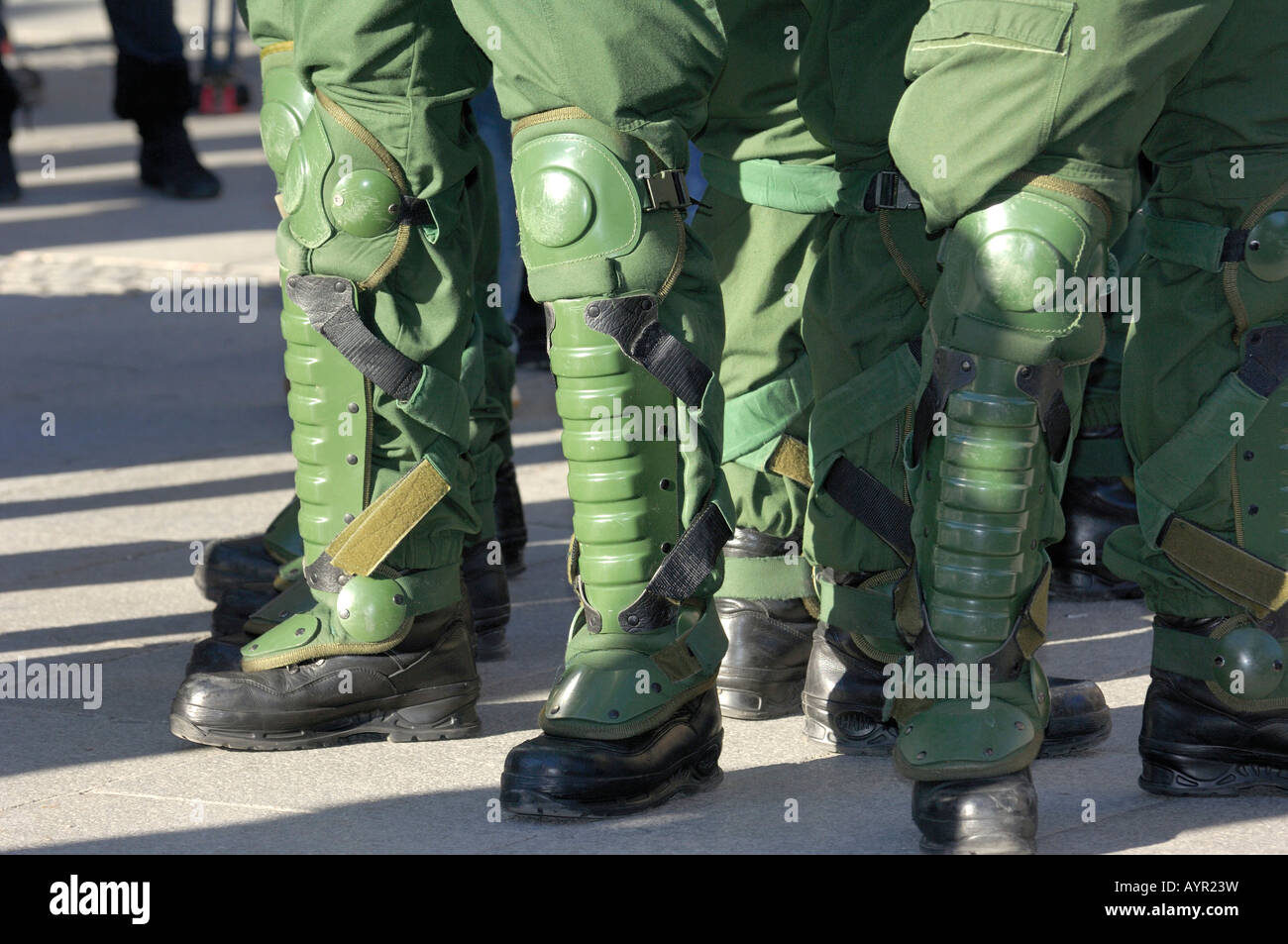 Detail, riot police at a protest against the 2008 Munich Conference on Security Policy, Munich, Bavaria, Germany Stock Photo