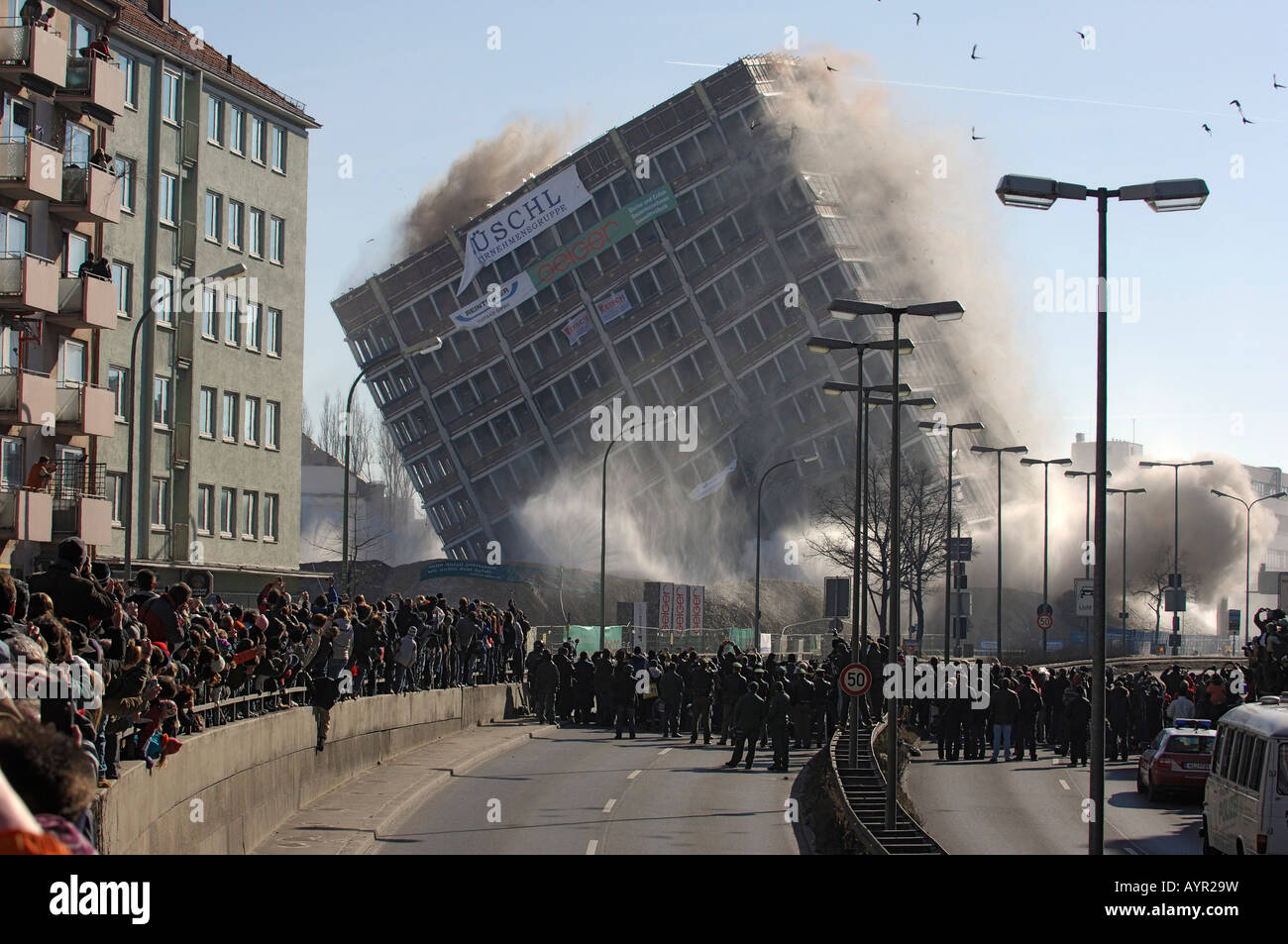 Blowing up the Agfa building, Munich, Upper Bavaria, Bavaria, Germany Stock Photo