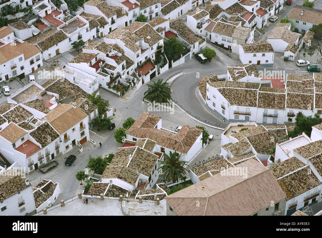 Aerial view of Zahara de la Sierra Andalucia Spain Stock Photo - Alamy