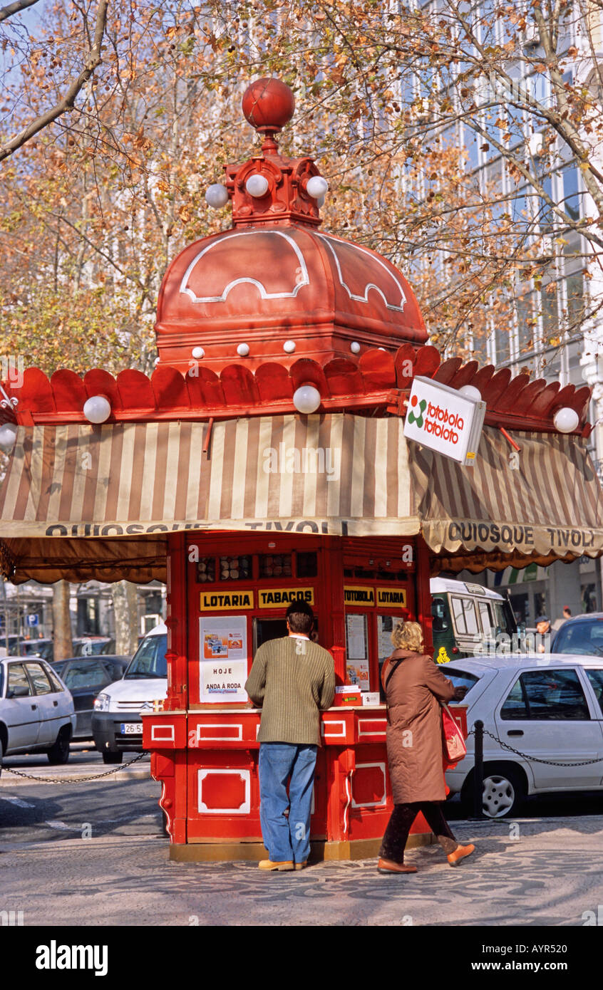 Typical kiosk, Avenida da Liberdade, Lisbon, Portugal Stock Photo