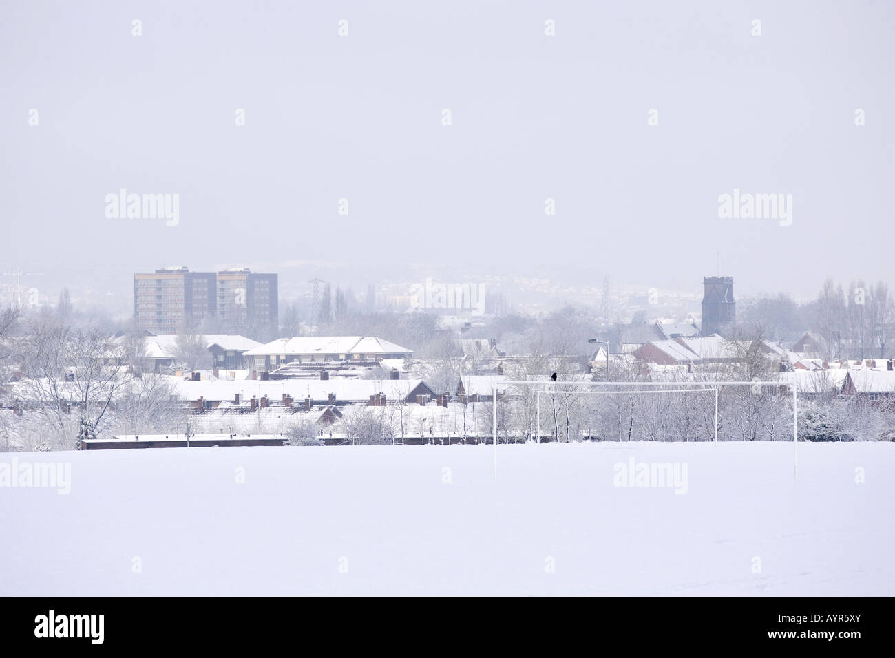 Winter snow scene West Midlands UK Stock Photo