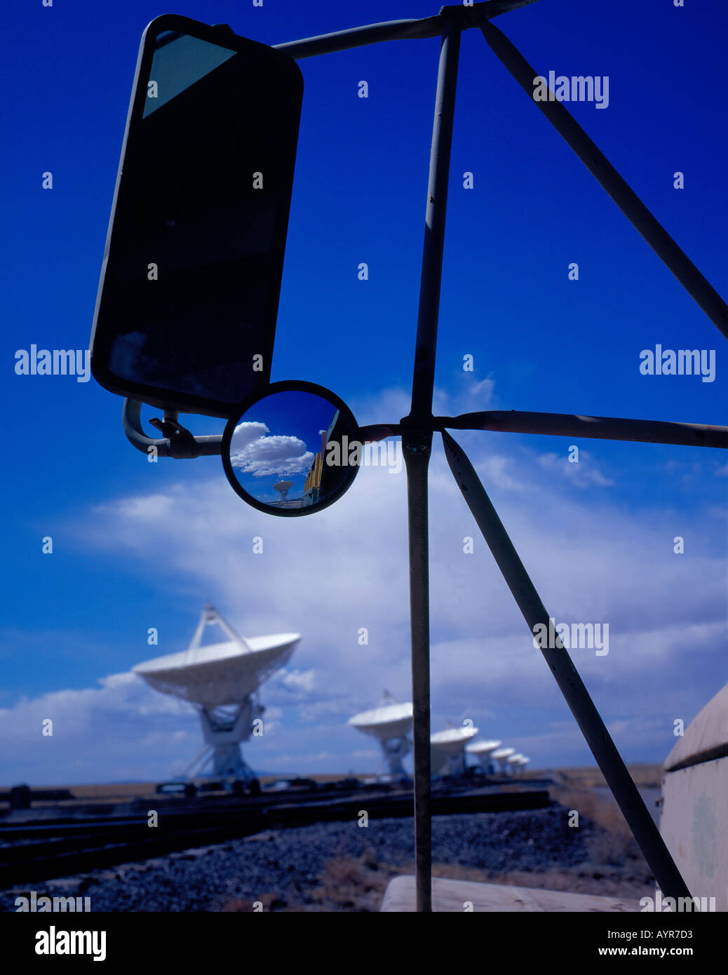 truck mirror showing VLA Very Large Array Antenna Socorro County New