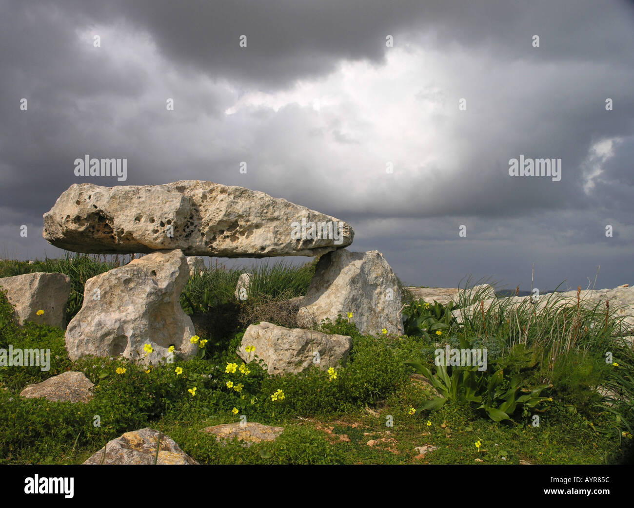 Neolithic Tomb at Ta Cenc Gozo Malta Stock Photo