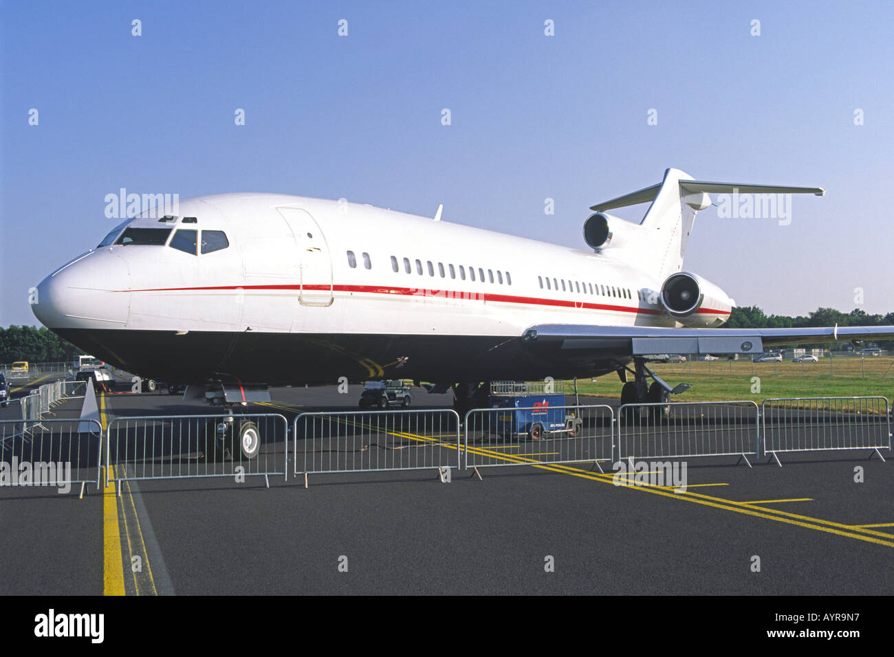 Boeing 727 on display at Farnborough International Airshow, UK. Stock Photo