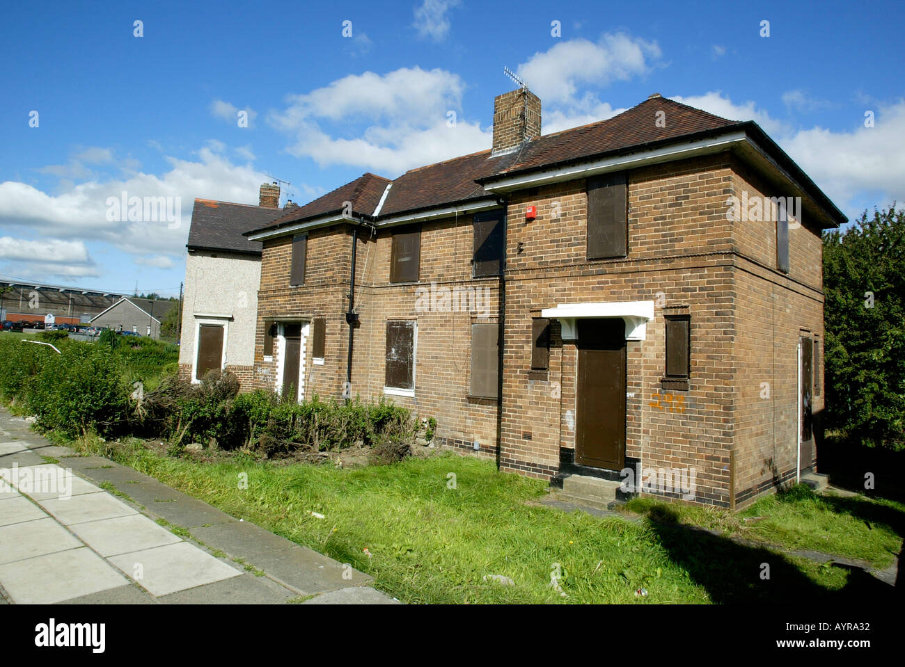 Empty and derelict houses ready for demolition in Sheffield South