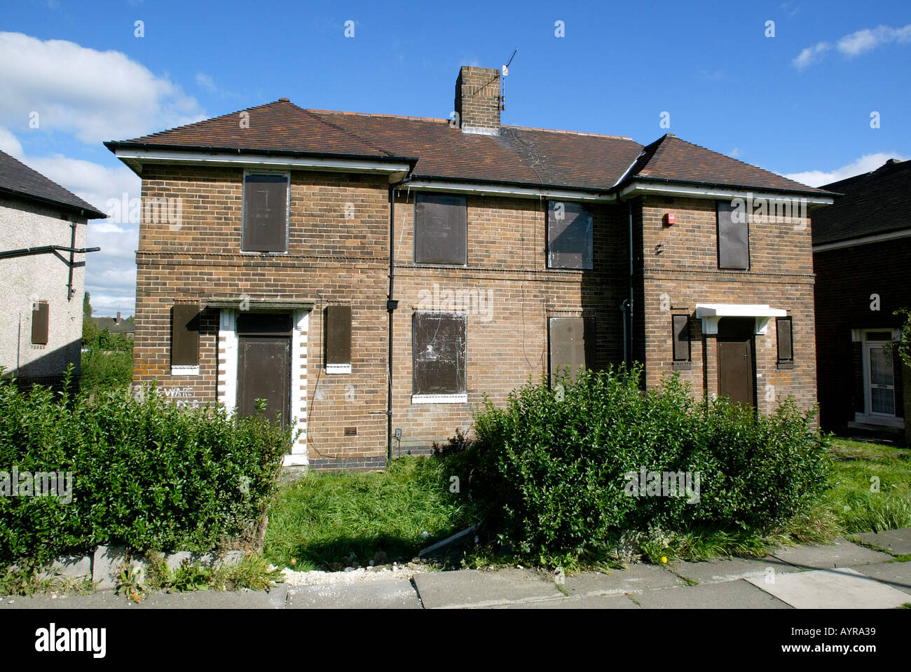Empty and derelict houses ready for demolition in Sheffield South Stock