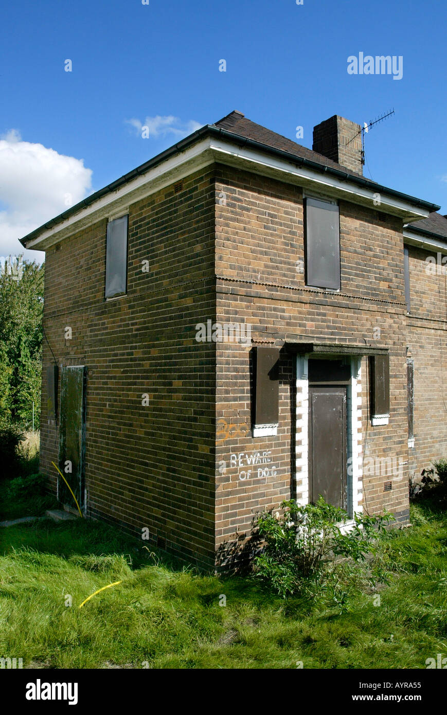 Empty and derelict houses ready for demolition in Sheffield South Yorkshire Stock Photo